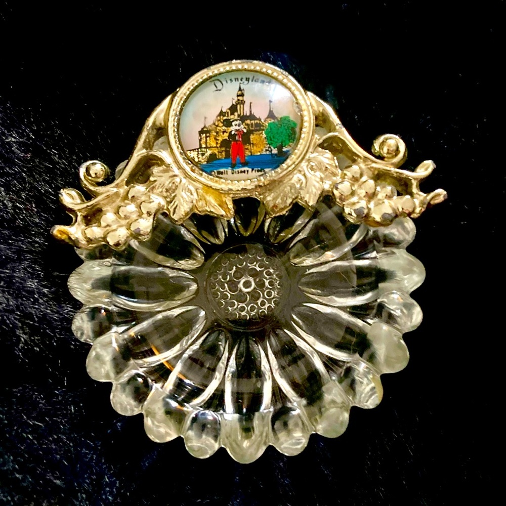 Vintage 70’s Disneyland Mickey Mouse Crystal Ashtray Trinket Dish